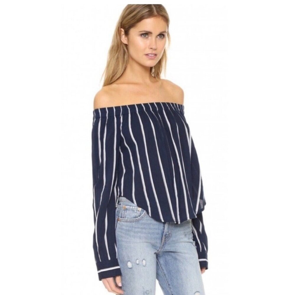 Revolve Faithful The Brand off Shoulder Blouse Stripped  Flowy Sz M Retails $138